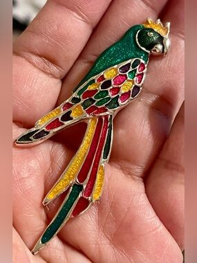 Kim Rogers Multicolor Parrot Enamel Brooch